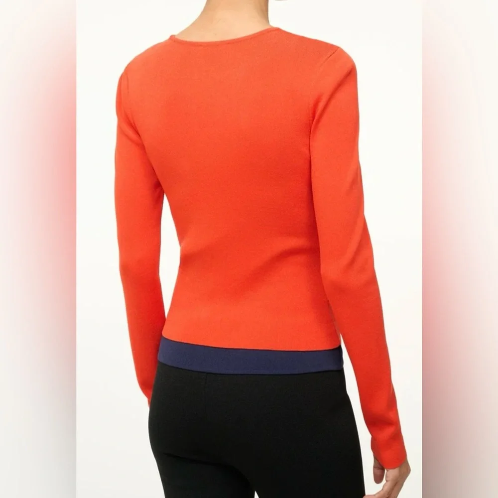 STAUD Salinas LS Top in Cayenne and Navy NWT